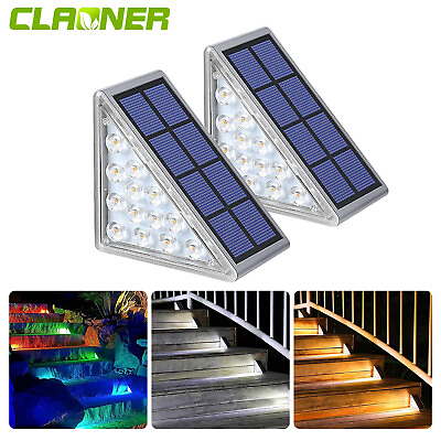 #ad 13 LED Solar Steps Lights Outdoor Waterproof Solar Stairs Lamp Garden Deck Decor $10.99