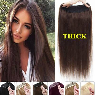 #ad Hidden Wire In Real Remy Human Hair Extensions Weft One Piece Headband Elastic $78.09