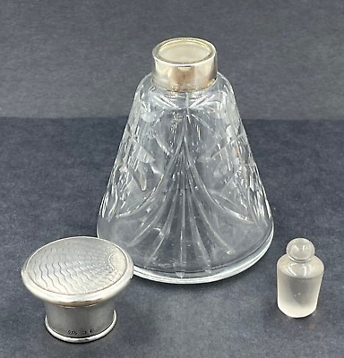 #ad Sterling silver amp; cut crystal scent bottle Birmingham 1932 GBP 65.00