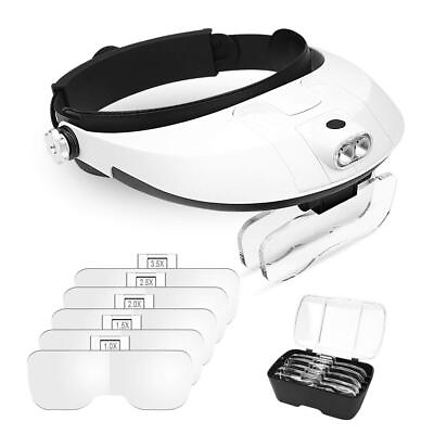 #ad AZFUNN 1X to 6X Headband Magnifier Head Mount Magnifying Glass with LED Light f $33.41