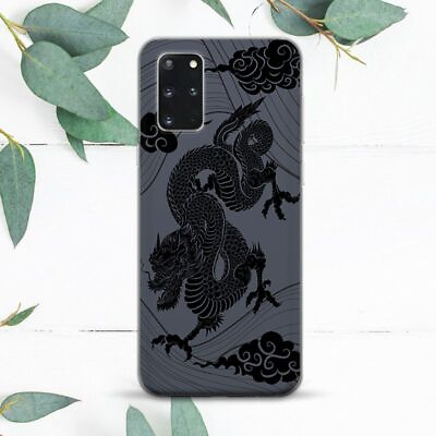#ad Japanese Dragon Black Animal Pattern Case For Samsung Note 20 S21 S22 S23 FE S24 $13.49