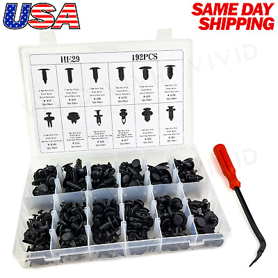 #ad 192pc Set Plastic Rivets Fender Bumper Push Pin Clips Tool for Chrysler Jeep $19.99