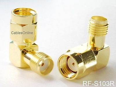 #ad 2 Pack RP SMA Male to SMA Female Right Angle 90 Degree Gold Plated Adapter $6.98