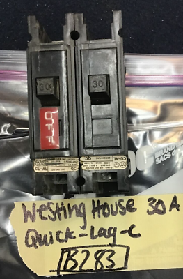 #ad Lot Of 2 Westinghouse Type Quicklag 1 Pole 30 Amp Circuit Breaker B283 $20.00