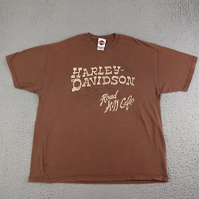 #ad Harley Davidson Shirt Mens XL Brown Road Kill Cafe Savannah Georgia Graphic* $16.95