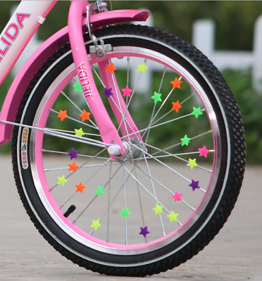 #ad 30PCS Colorful Star Shape Plastic Bike Spoke Beads Wheel Line Beads Bicycle Deco $6.95