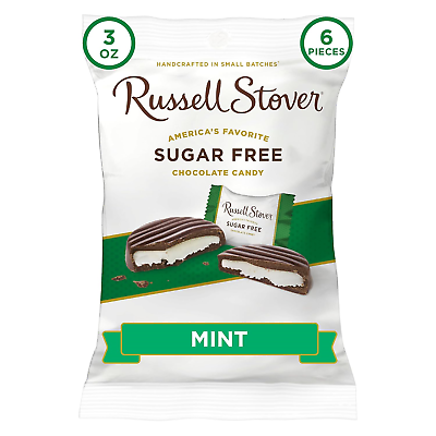 #ad Russell Stover Sugar Free Dark Chocolate Mint Patties with Stevia 3 Ounce Bag $3.90