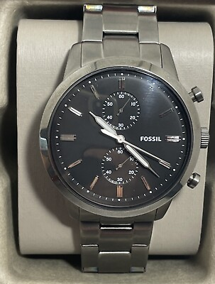 #ad Fossil Men#x27;s Townsman Chronograph Smoke Stainless Steel Watch FS5349 $70.00