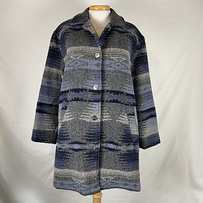 #ad Vintage WOOLRICH Navajo Aztec South Western Long Wool Coat Parka USA Womens M $99.99