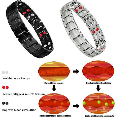 #ad Mens Magnetic Pain Relief for Arthritis Titanium Steel Magnetic Therapy Bracelet $6.99