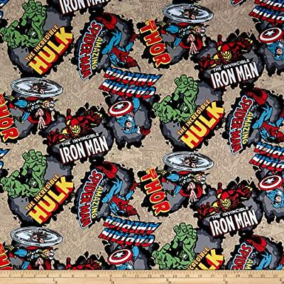 #ad Fabric MARVEL Comic Burst Avengers FQ 18quot;H x 21quot;W 100% Cotton Spider Man $3.46