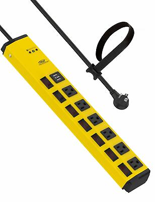 #ad CRST 6 Outlet Heavy Duty Power Strip with USB 1200 J 15A 1875W 6FT $27.99
