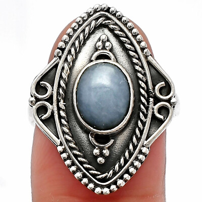 #ad Natural Angelite 925 Sterling Silver Ring s.8 Jewelry R 1557 $13.49