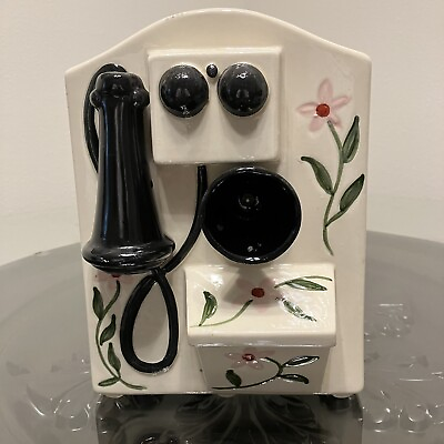 #ad Decorative Ceramic Wall Phone Plant Pot W Floral Design Patio amp; Porch Perfect $14.50