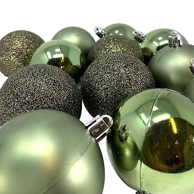 #ad 12 Piece Set Shiny Matte and Glitter Green Christmas Ball Ornament 2.3 Inch $14.98