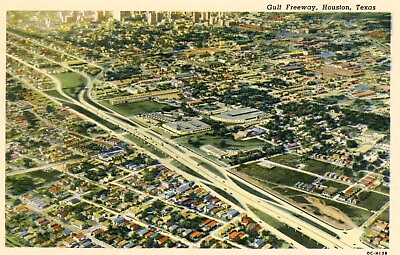 #ad Gulf Freeway Houston Texas 1950 POSTCARD $4.49