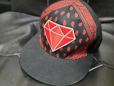 #ad Carbon Elements Adjustable Snapback Cap Hat Red Black Diamond $19.99