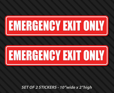 #ad Emergency exit only sticker alarm door safety vehicle warning building 10x2 2 $8.96