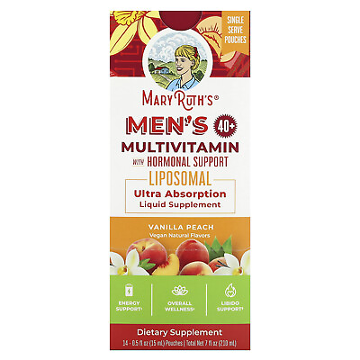 #ad Men´s 40 Multivitamin with Hormonal Support Vanilla Peach 14 Pouches 0.5 fl $24.95