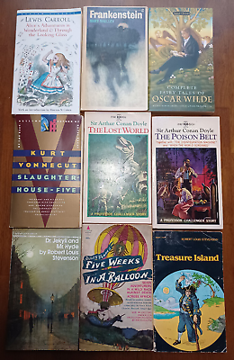 #ad Lot of 9x Classic Paperback Novels Wonderland Five Weeks in a Ballon amp; More $34.00