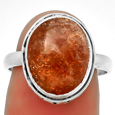 #ad Natural Sunstone Namibia 925 Sterling Silver Ring s.8 Jewelry R 1499 $12.49