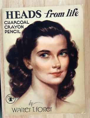 #ad Heads From Life Vintage Art How To Book Charcoal Pencil Crayon Walter T Foster $19.95