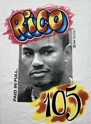 #ad Rico 105 Paid In Full Graphic T Shirt Men#x27;s M Big amp; Tall White Solid New $9.99