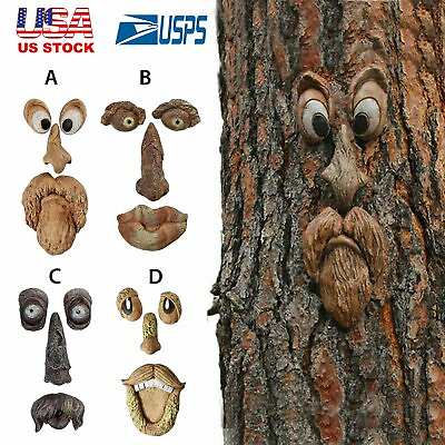 #ad Resin Old Man Tree Hugger Bark Ghost Face Funny Tree Face For Yard Easter Decor $14.14