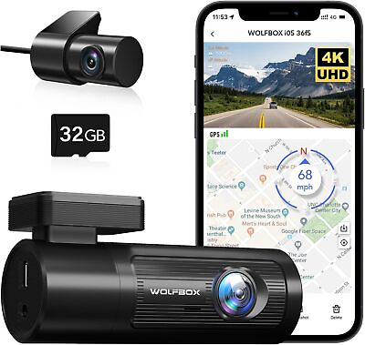 #ad WOLFBOX Dash Cam Front Rear 4K Dash Cam GPS WiFi UHD 2160P WDR Loop Recording $109.99