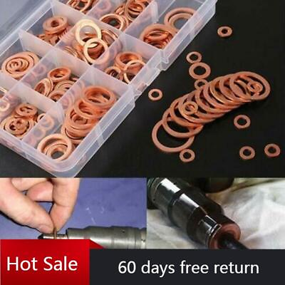 #ad 280X 12 Sizes Assorted Solid Crush Copper Washer Sump Plug Banjo Bolt Tap Box $20.99