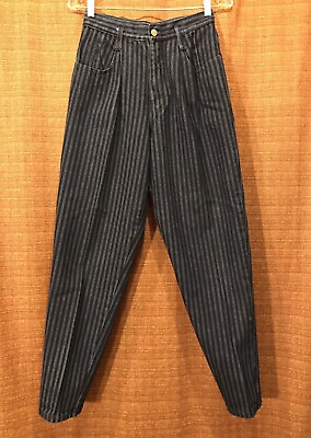 #ad Vintage Steel Brand Jeans Womens 25 x 29 Blue Striped Denim Mom Pants USA $19.99