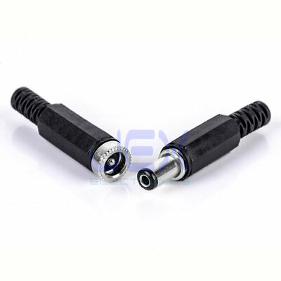 #ad DIY DC Power Cable Repair Connector 2.1mm x 5.5mm to Solder Tab Adapter CCTV $1.39