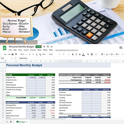 Monthly Budget Planner for Google Sheets Excel Digital Budget Planner  $8.90