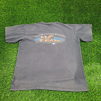 #ad Vintage 90s NO FEAR Football Roughness Motivational Shirt XL 25x28 Faded Black $78.77