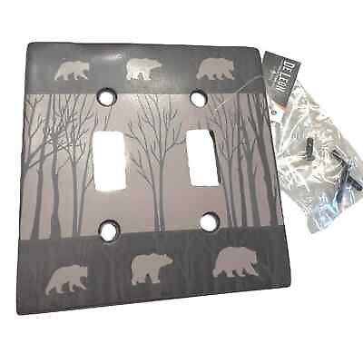 #ad NEW Bears Woods Double LIGHT SWITCH COVER Cabin Lodge Bear Tree Flip Switches $20.00