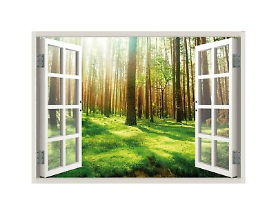 #ad Calm Forest View Window 3D Wall Decal Art Removable Wallpaper Mural Sticker W06 $29.95