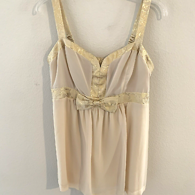#ad Johnny Martin Tunic Top Size 1 Small Gold Creme Sweetheart Neckline Sleeveless $12.45