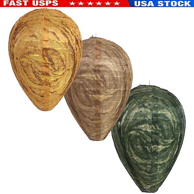 #ad 2pcs Wasp Nest Deterrents Waterproof Fake Hornets Nest Yellow Jacket Trap Wasp $7.99