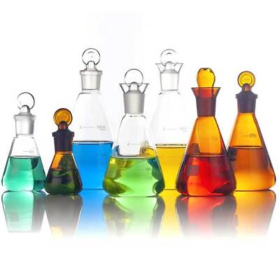 #ad Wholesale 10ml 1000ml Erlenmeyer Flask w Stopper Iodimetric Flask Conical Flask $124.52