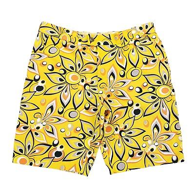 #ad Loudmouth Golf Shorts Yellow Shagadelic Floral Psychedelic Men Measure 36 Tag 38 $39.19