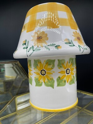 #ad Vintage Crazy Mountain Ceramic Springtime Sunflowers Candle Holder $28.00