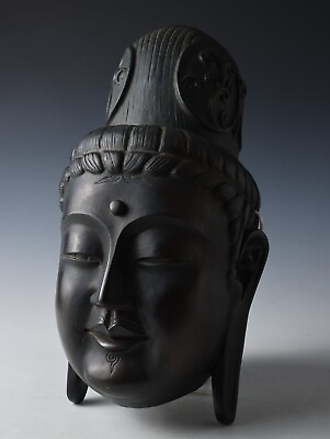 #ad Beautiful Vintage Big Size Ceramic Buddhism Mask Holy Buddha Showa Period $239.11