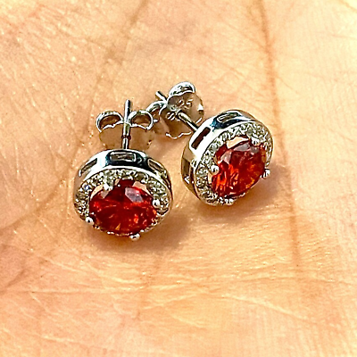 #ad Ruby Earrings Sterling Silver 925 Stud Earrings for Women Created Free Shipping $14.38