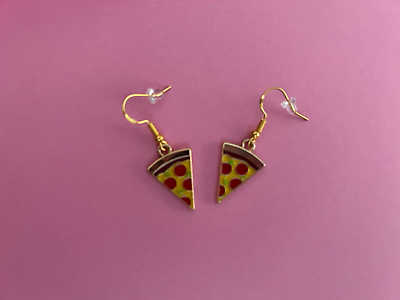 #ad super cute multicolor pizza slice drop earrimgs on French wires new $6.49