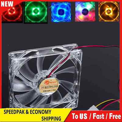 #ad 120mm PC Computer Clear Case Quad 4 LED Light CPU Cooling Fan 12cm $6.75