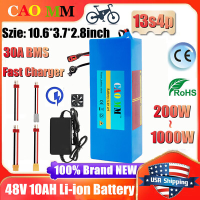#ad 48V 10Ah Lithium Battery for 200W 1000W EBIKE Electric Motor 2A 5A Fast Charger $145.99