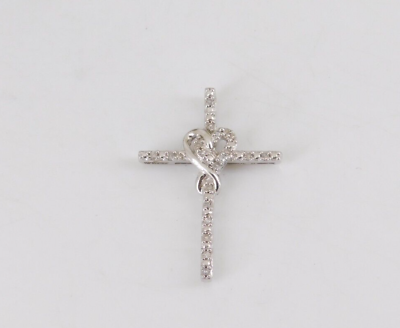 #ad 925 Sterling Silver Diamond Cross Pendant $14.99