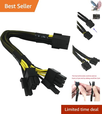 #ad High Quality 8 Pin PCIe Y Cable with Sleek Braided Design GPU Power Splitter $21.99