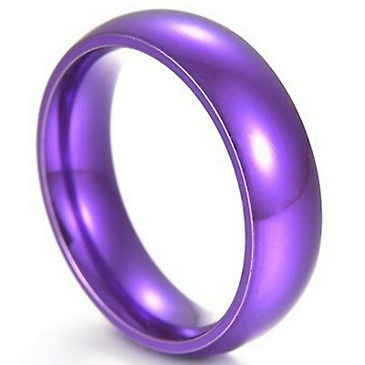 #ad Perfectly Purple Ring Mens Womens Stainless Steel Majestic Wedding Band 6mm $15.99