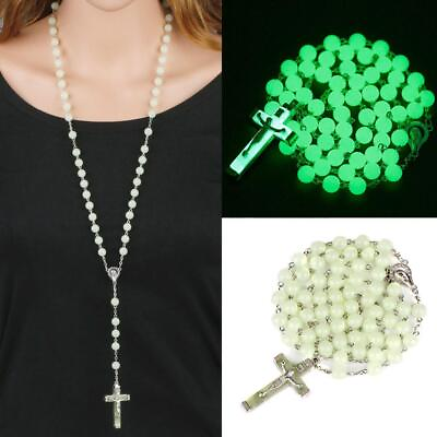 #ad Glow in Dark Rosary Beads Luminous Noctilucent Necklace Catholicism Jewelr Best $2.28